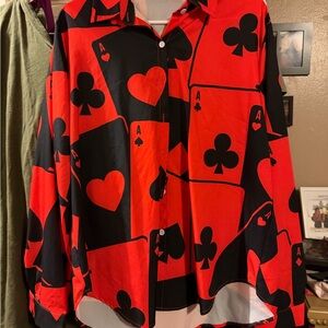 Red and Black Playing Card Print Shirt